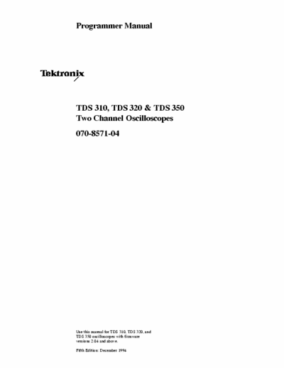 Tektronix TDS320 TDS320 Programming Manual